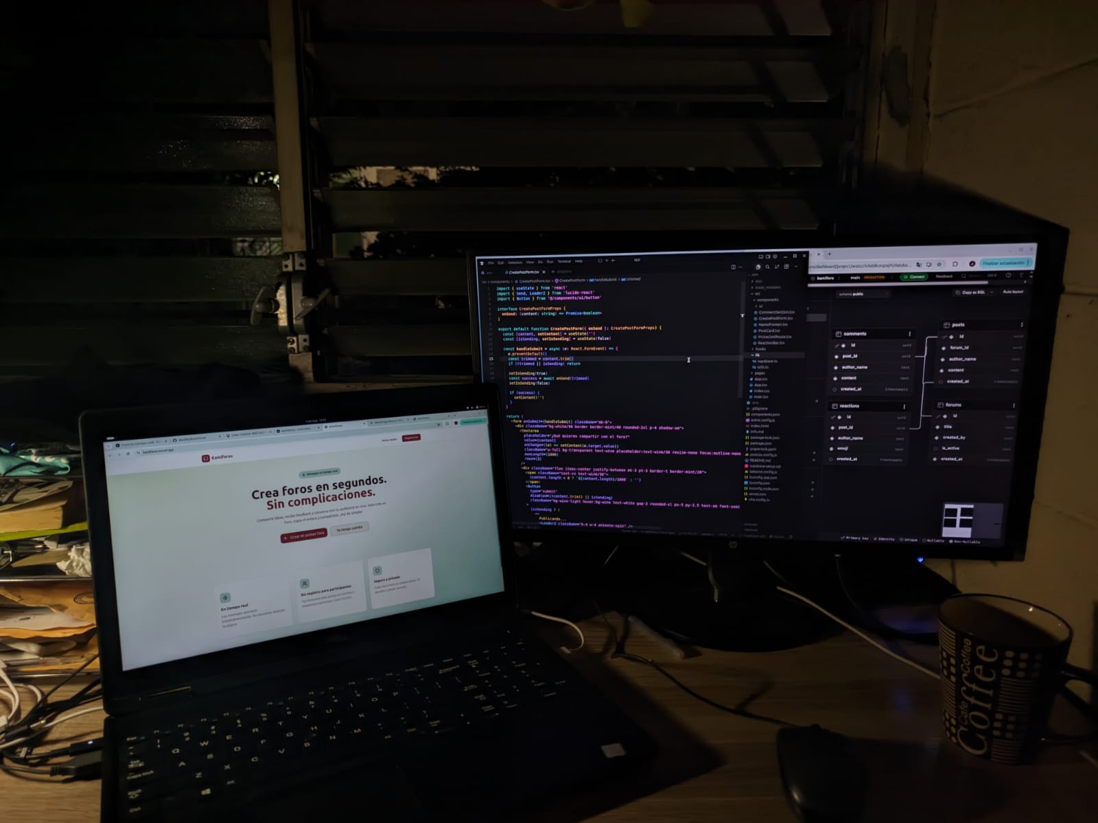 Interfaz del sitio web para gestionar foros
